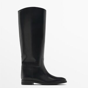 Massimo Dutti NWT black leather riding boots